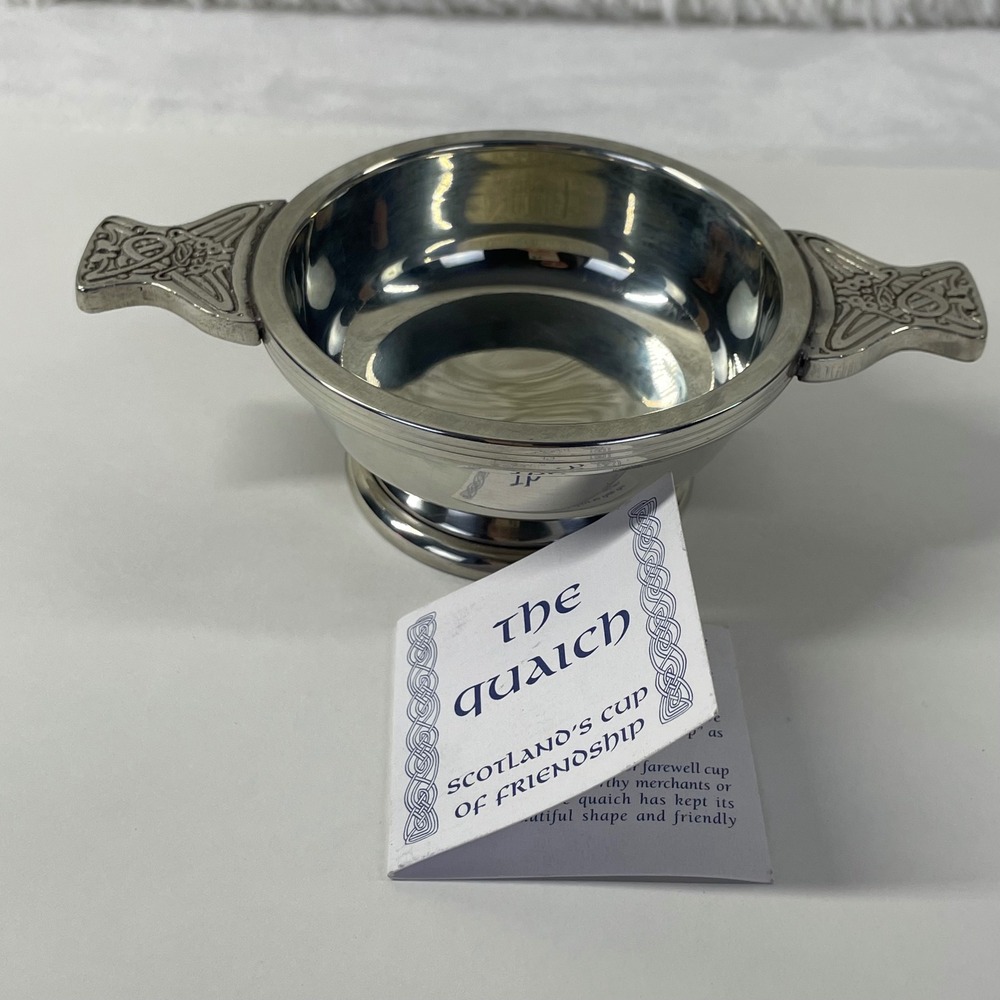 The Quaich Company Scotland Cup of Friendship Pewter Celtic Knot Bowl Lug Handle